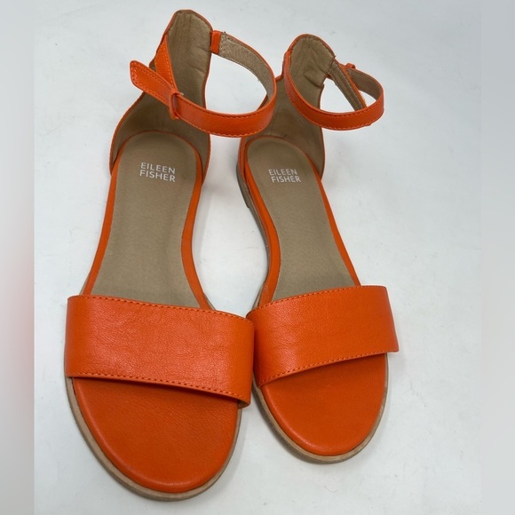 Eileen Fisher Shoes - Eileen Fisher Orange leather strappy flat sandals sz US 7 minimalist